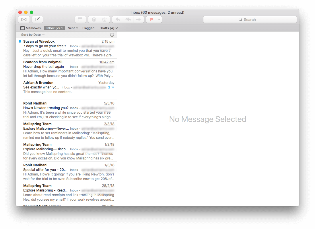 mac mail settings for instant email receipt