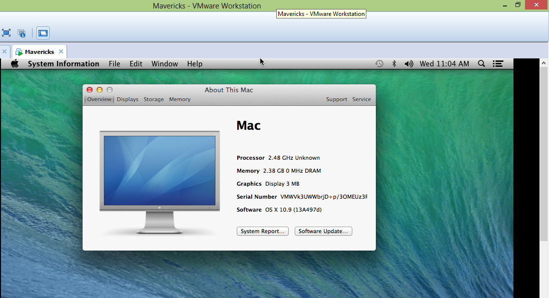 vmware player windows 7 mac os x